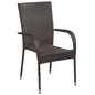 Dining Chair Set of 4 Brown PE rattan, powder-coated steel