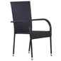 Dining Chair Set of 4 Black PE rattan, powder-coated steel