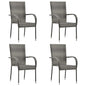 Dining Chair Set of 4 Grey PE rattan, powder-coated steel