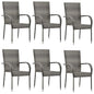 Dining Chair Set of 6 Grey PE rattan, powder-coated steel