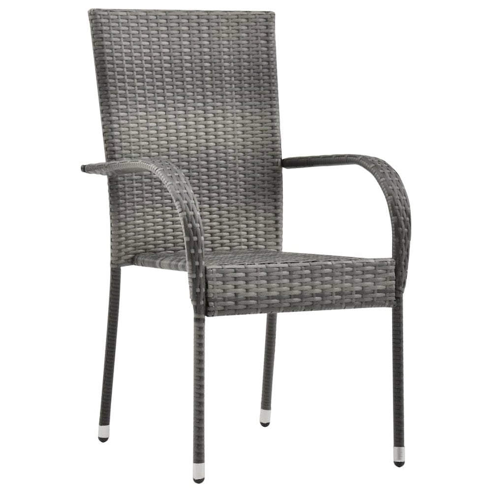Dining Chair Set of 6 Grey PE rattan, powder-coated steel
