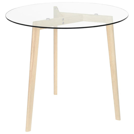 vidaXL Dining Table Transparent 31.5" Tempered Glass 2783