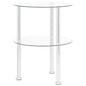 vidaXL 2-Tier Side Table Transparent 15" Tempered Glass 2787