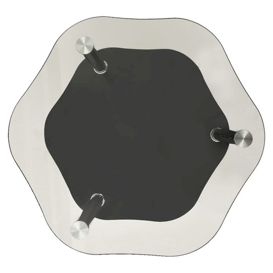 vidaXL 2-Tier Side Table Transparent & Black 15"x15"x19.7" Tempered Glass 2791