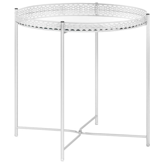 vidaXL Side Table Silver 15.7"x15.7"x16.1" Glass 2800