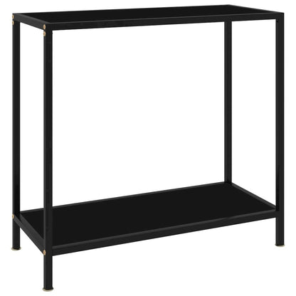vidaXL Console Table Black 31.5"x13.8"x29.5" Tempered Glass 2832