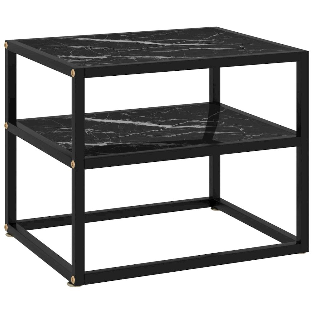 vidaXL Console Table Black 19.7"x15.7"x15.7" Tempered Glass 2854