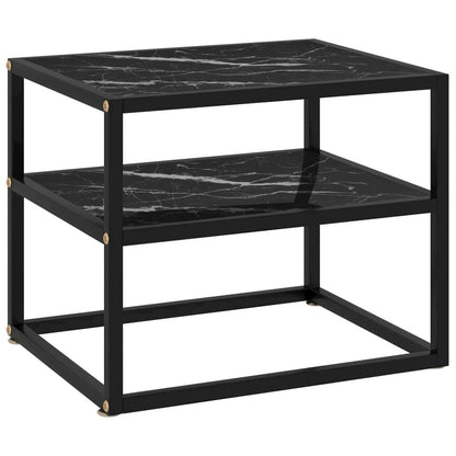 vidaXL Console Table Black 19.7"x15.7"x15.7" Tempered Glass 2854