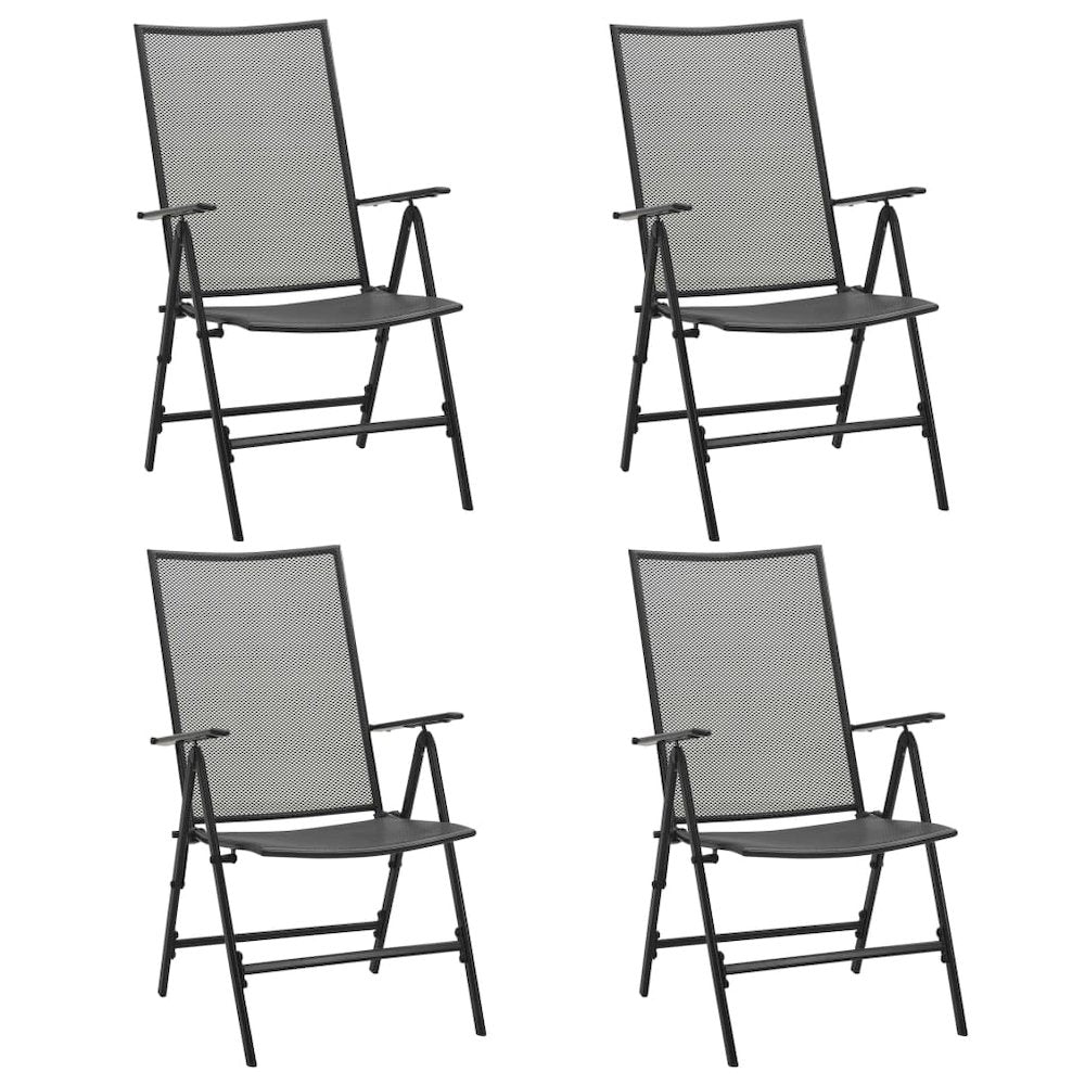 Folding Chair Set of 4 Anthracite Steel Standard Foldable