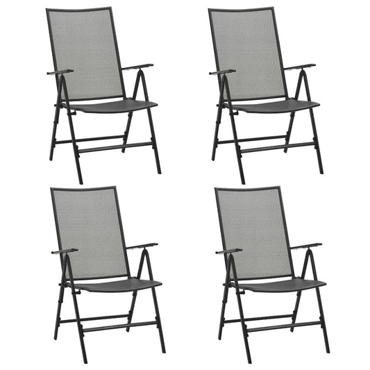 Folding Chair Set of 4 Anthracite Steel Standard Foldable