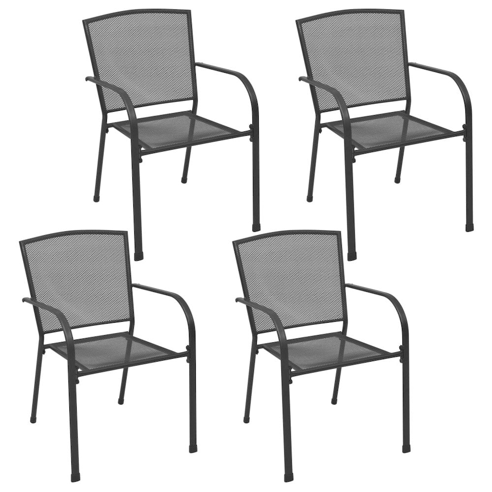 Outdoor Chair Set of 4 Anthracite Steel Medium Stackable