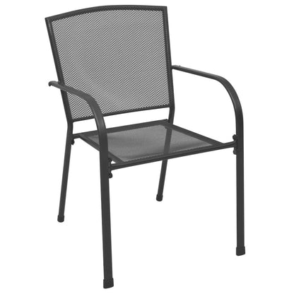 Outdoor Chair Set of 4 Anthracite Steel Medium Stackable
