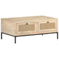 vidaXL Coffee Table 35.4"x19.7"x14.6" Solid Mango Wood and Natural Cane 3511