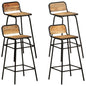 Bar Chair Set of 4 Natural wood, black