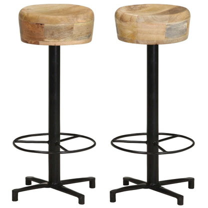 Bar Stool Set of 2 Natural Wood