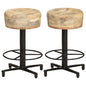 Bar Stool Set of 2 Natural Mango Wood, Black Iron