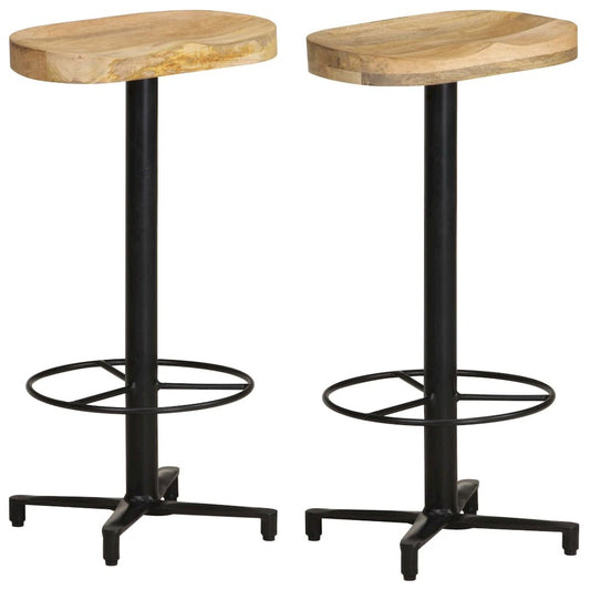 Bar Stool Set of 2 Natural Wood, Black