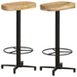 Bar Stool Set of 2 Natural Wood, Black