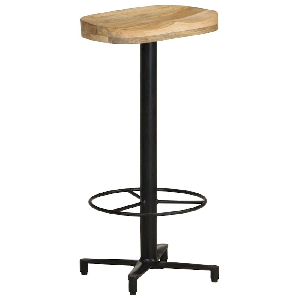 Bar Stool Set of 2 Natural Wood, Black