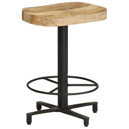 Bar Stool Set of 2 Natural wood and black Solid Mango Wood