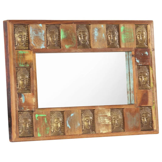 vidaXL Mirror with Buddha Cladding 31.5"x19.7" Solid Reclaimed Wood, 321814