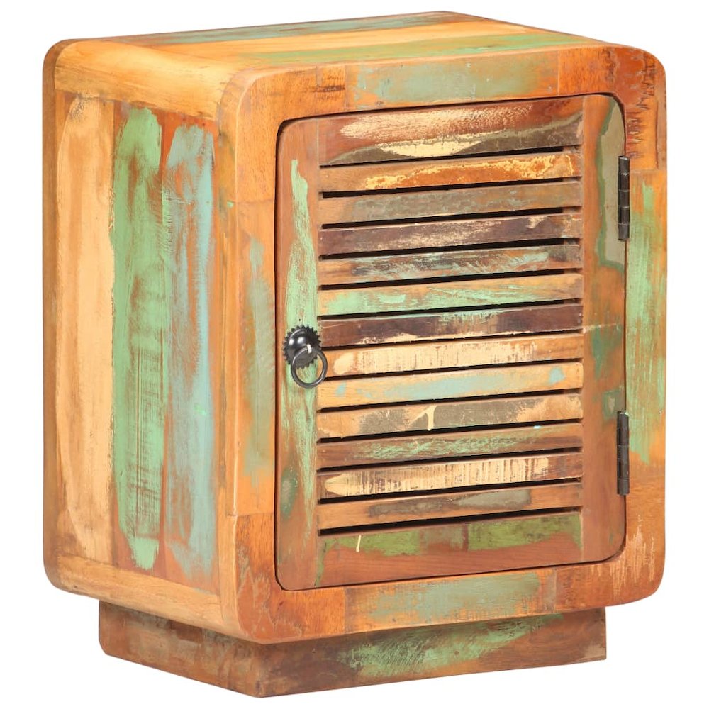Bedside Cabinet Multicolor - Mixed Wood Tones Solid Reclaimed Wood