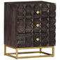 Bed Cabinet Black Solid mango wood, brass powder-coated iron Medium
