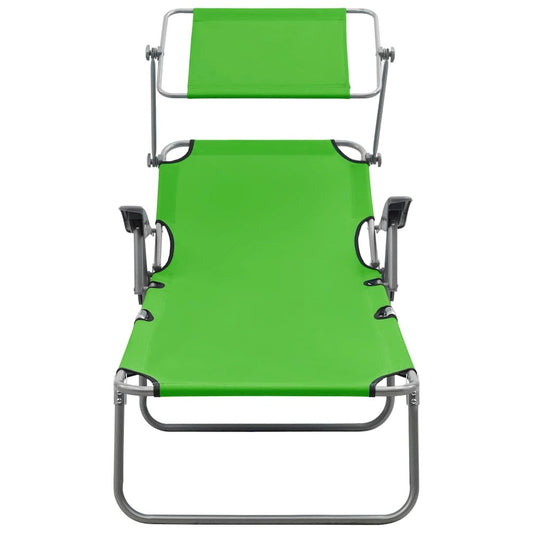 Outdoor Sunbed Green Powder-coated steel and fabric