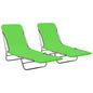 Sunlounger Set of 2 Green Powder-coated steel and Oxford fabric