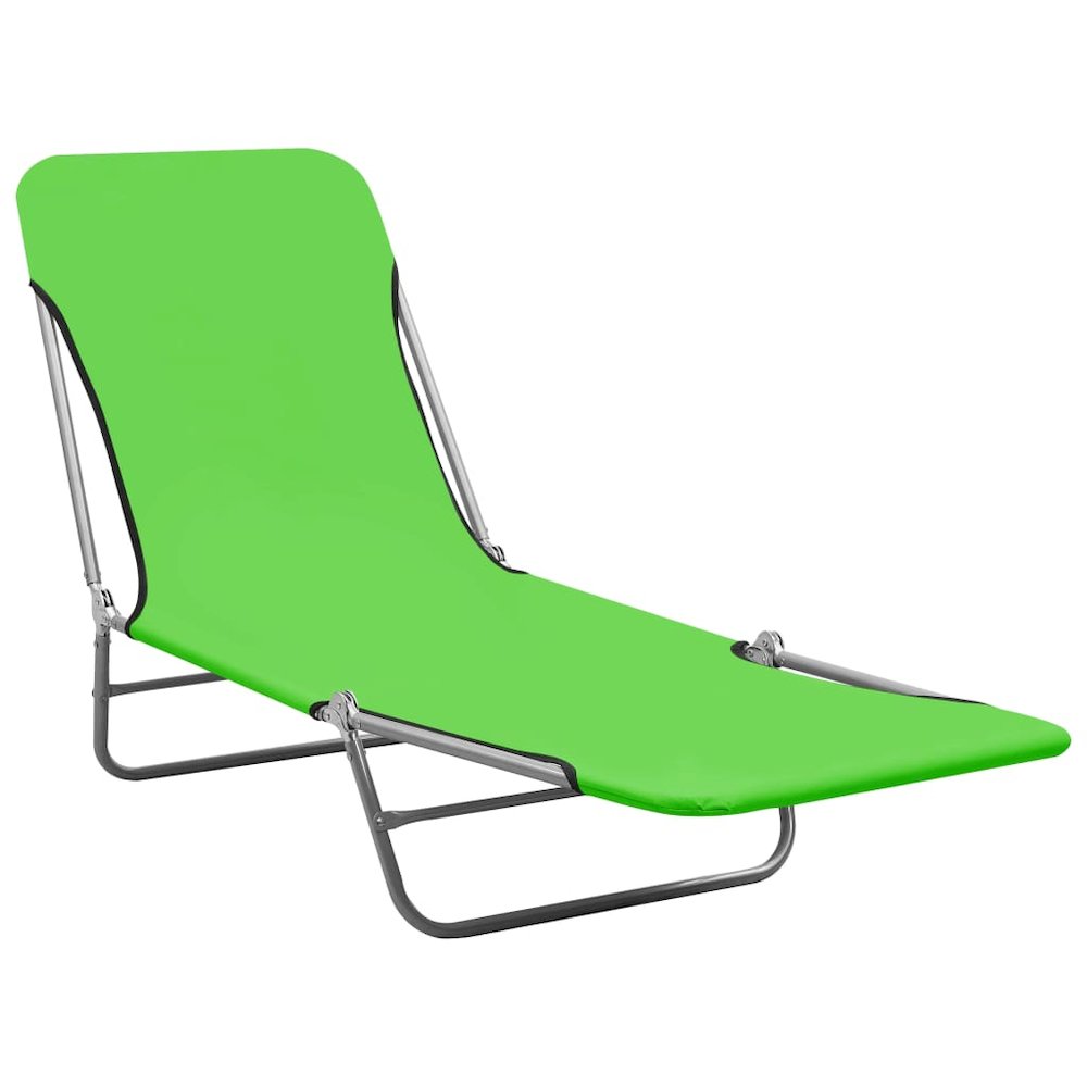 Sunlounger Set of 2 Green Powder-coated steel and Oxford fabric