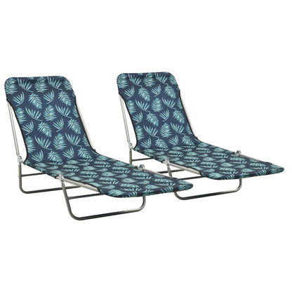 Sunlounger Set of 2 Leaf Pattern