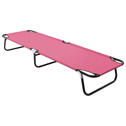 Sun Lounger Pink Powder-coated steel Large Foldable