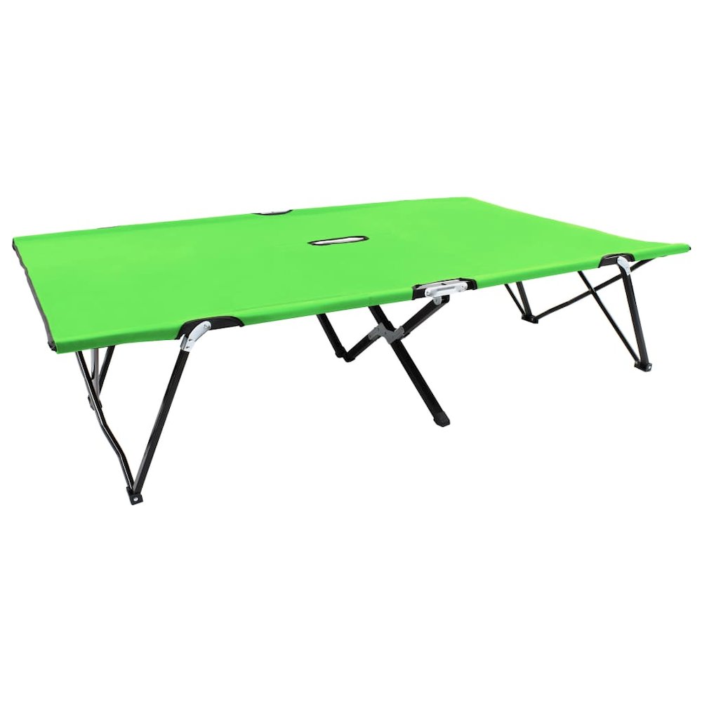 Sun Lounger Green 600 D Polyester, Powder-coated Steel Double
