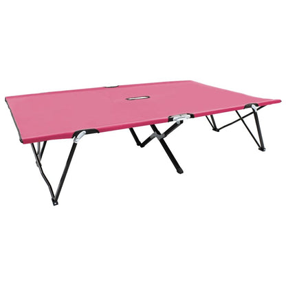 Sun Lounger Pink 600D polyester with PE coating, Powder-coated steel