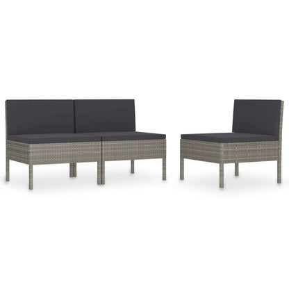 Garden Chair Set of 3 Grey