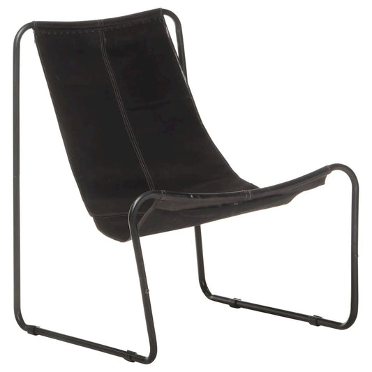 vidaXL Relaxing Chair Black Real Leather 3725