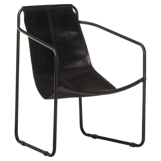 vidaXL Relaxing Armchair Black Real Leather 3727