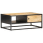 vidaXL Coffee Table with Carved Door 35.4"x21.7"x14.2" Rough Mango Wood, 320946