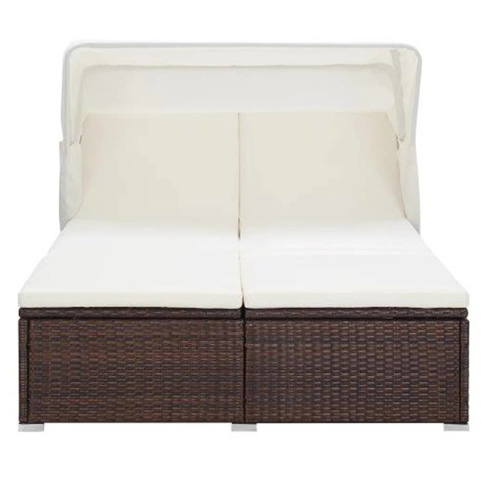 Sunbed Brown PE rattan Large Adjustable Armrests