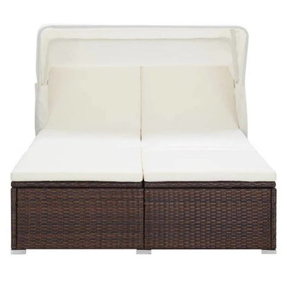 Sunbed Brown PE rattan Large Adjustable Armrests