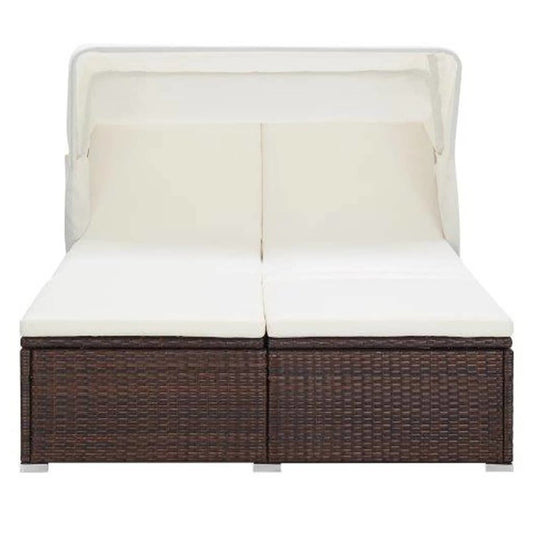 Sunbed Brown PE rattan Large Adjustable Armrests