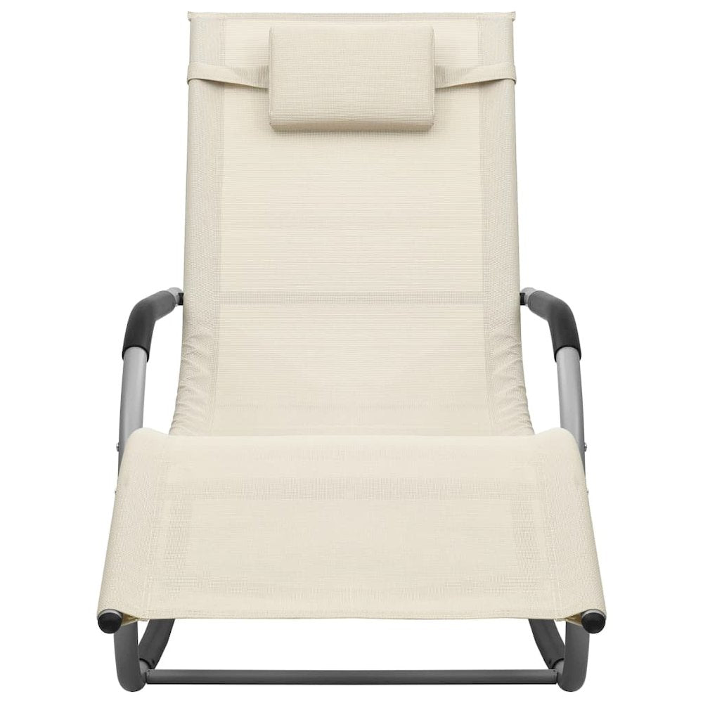 Sun Lounger Textilene Cream and Gray