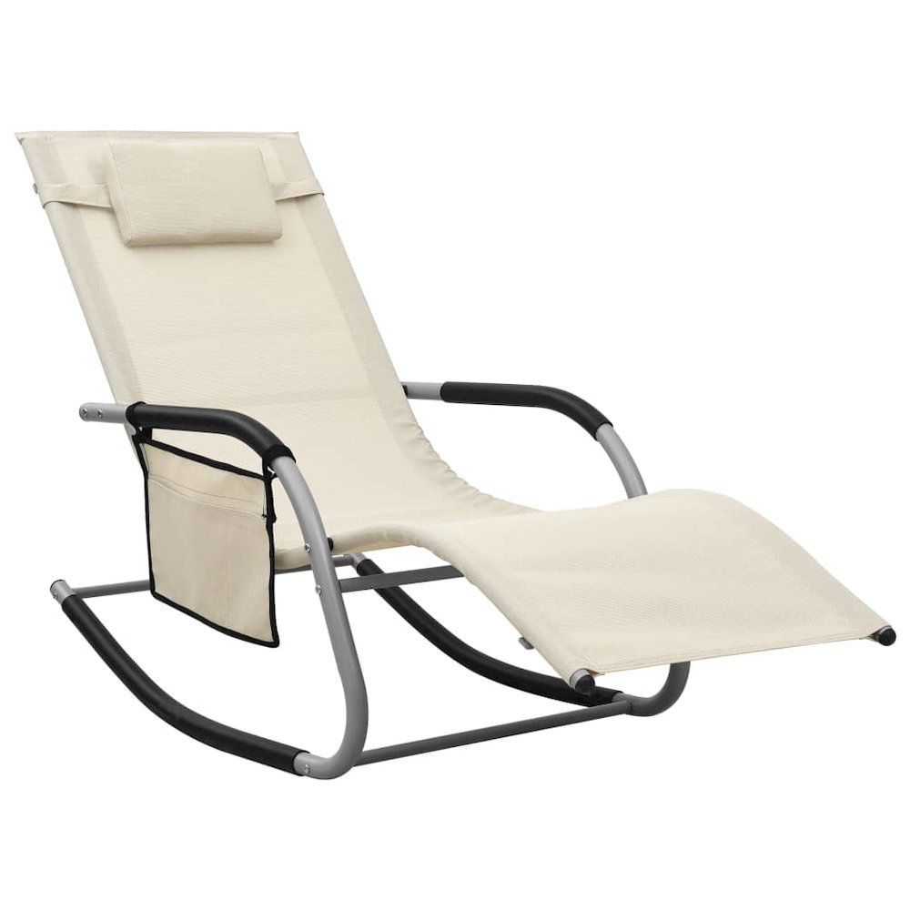 Sun Lounger Set of 2 Cream and Grey Textilene, Powder-Coated Steel