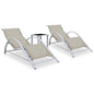 Sun Lounger Cream for loungers, Black and Silver for table
