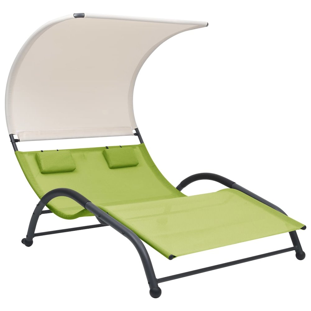 Sun Lounger Green Textilene and Steel Double Sun Lounger