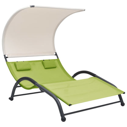 Sun Lounger Green Textilene and Steel Double Sun Lounger