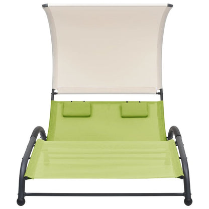 Sun Lounger Green Textilene and Steel Double Sun Lounger