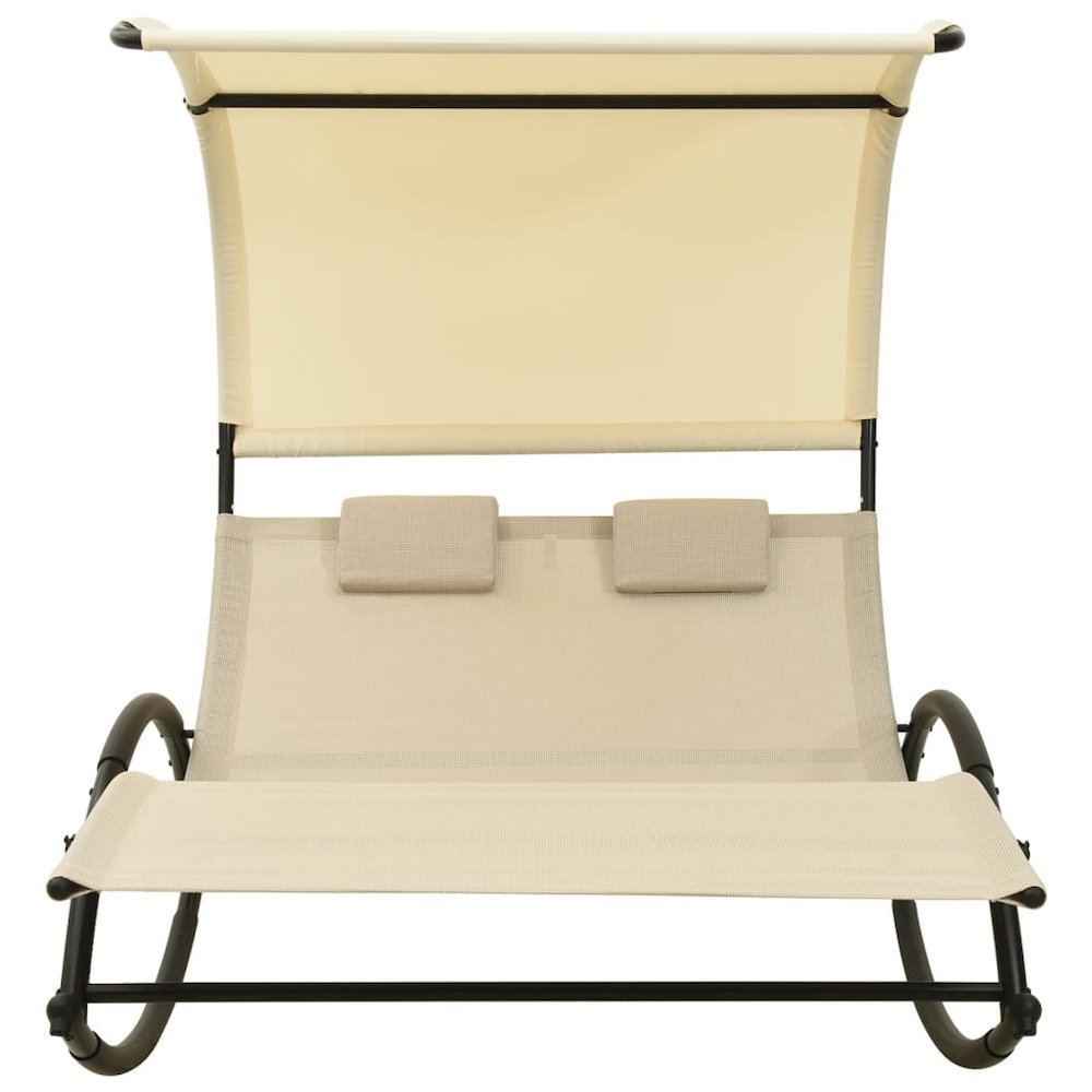 Sun Lounger Cream Textilene, Steel Double Sun Lounger Crescent