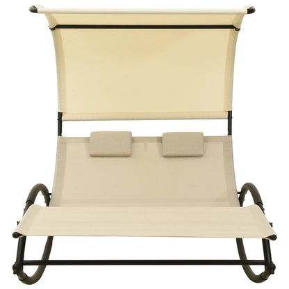 Sun Lounger Cream Textilene, Steel Double Sun Lounger Crescent