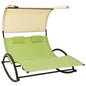 Sun Lounger Green and cream Textilene, Steel Double